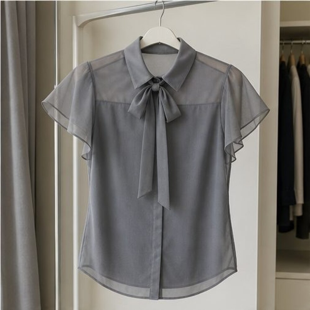 Gray V Neck Top